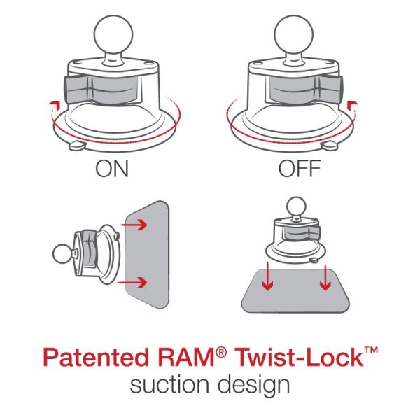 RAM Mount - Twist Lock Suction Cup Mount with Short Arm Diamond Adapter - RAM-B-166U-A For Sale