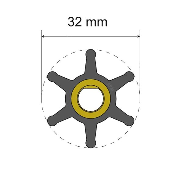 Albin Pump Premium Impeller Kit - 32 x 8 x 12mm - 6 Blade - Single Flat Insert - 06-01-001 For Sale